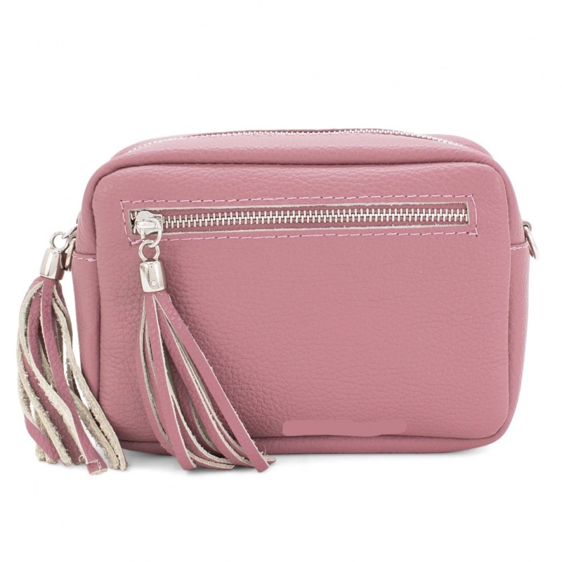 Double Tassel Leather Bag - Dusty Pink (SILVER HARDWARE)